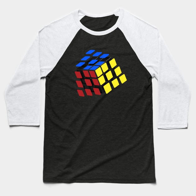 Stickers Flying - Rubik's Cube Inspired Design for people who know How to Solve a Rubik's Cube Baseball T-Shirt by Cool Cube Merch
